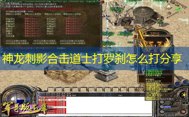 神龙刺影合击道士打罗刹怎么打分享 神龙刺影合击道士打罗刹怎么打分享